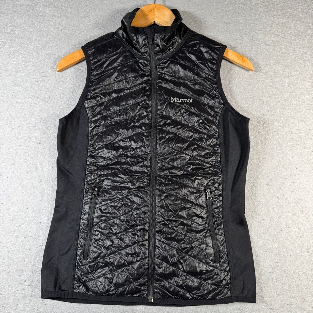 Marmot Womens Quilted Puffer Vest Black Full Zip Sleeveless‎ Insulated Small